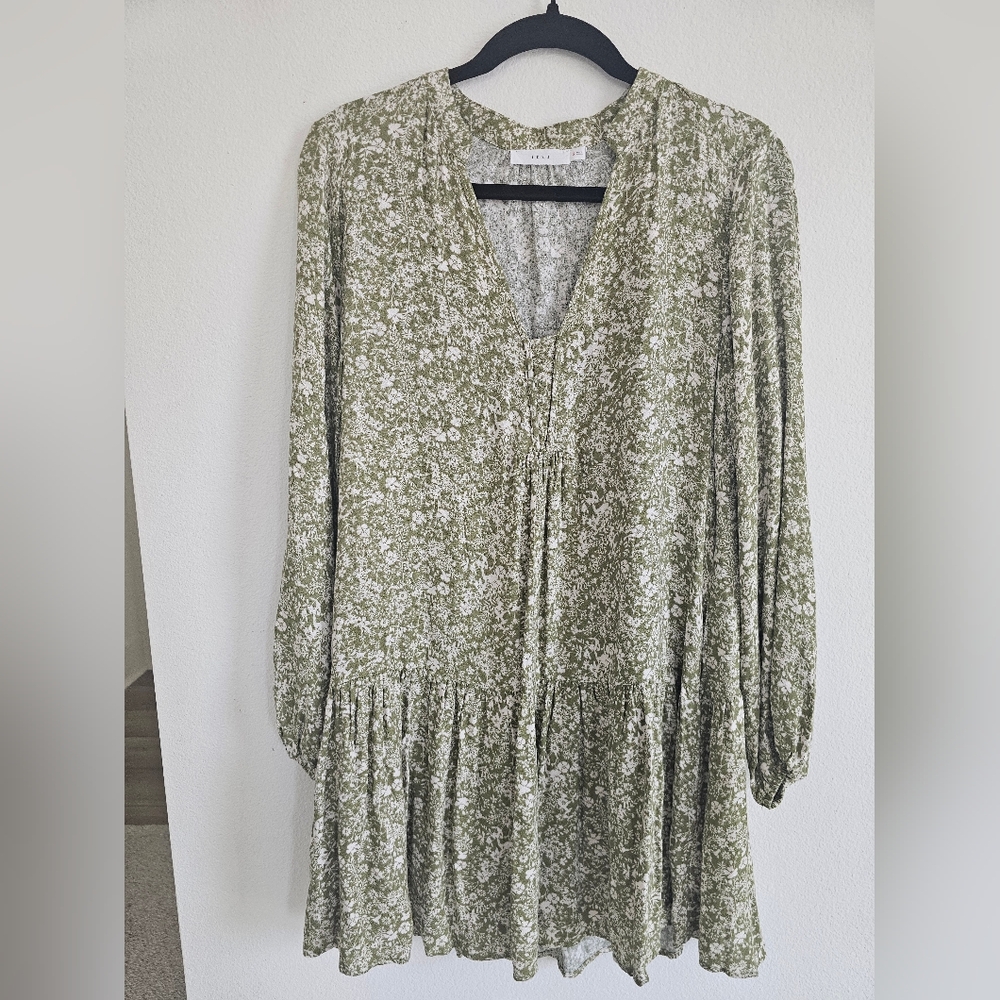 Lush Green and White Cape Dress